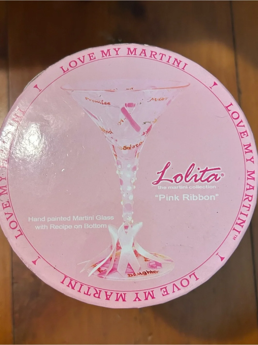 Lolita Pink Ribbon Martini Glass with Pink Accents